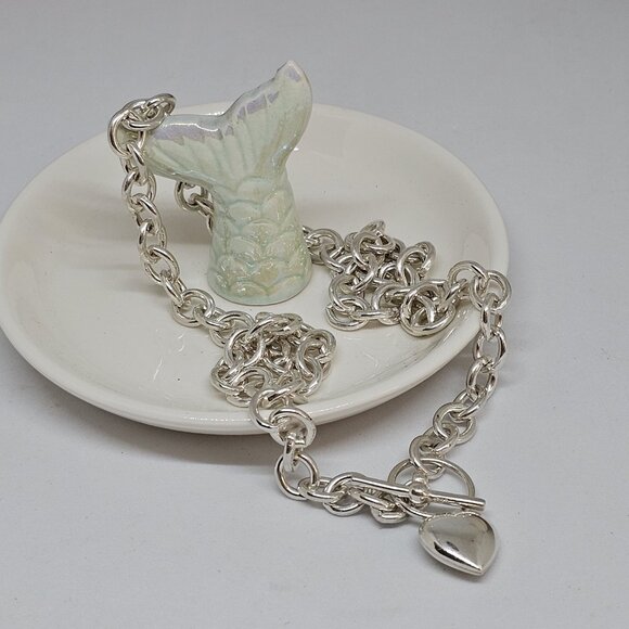 STERLING SILVER 925 HEART TOGGLE NECKLACE 20" - Picture 8 of 12